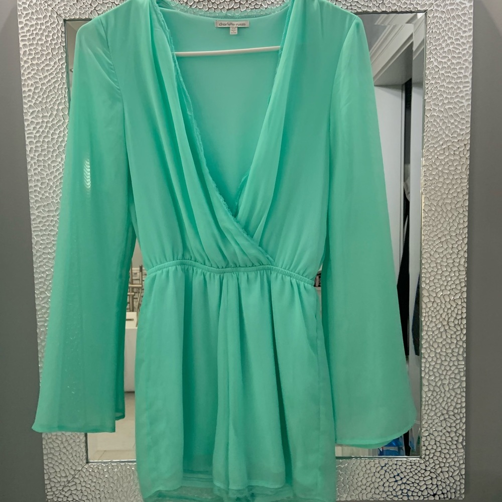 Turquoise Long-sleeve romper
